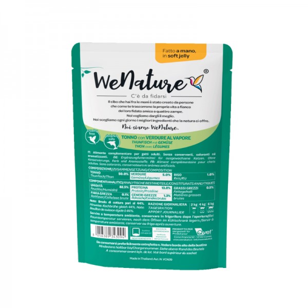 WeNature Tonno con Verdure al vapore Soft Jelly in Busta per Gatti Vendite Flash
