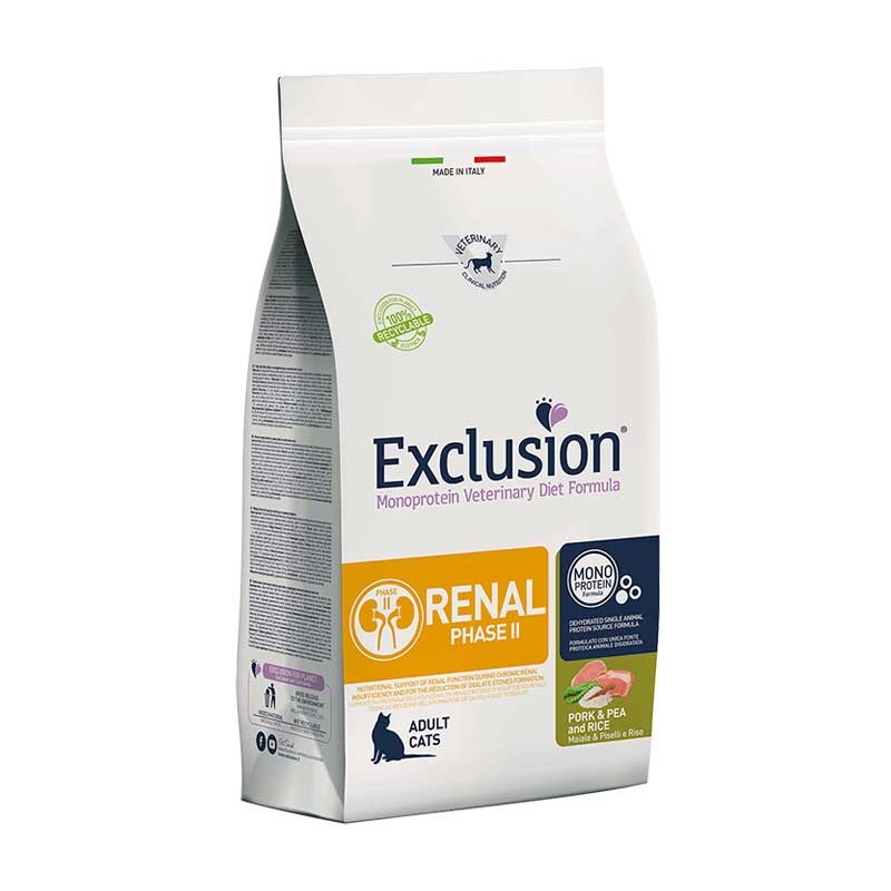 Exclusion Diet Renal Fase 2 Maiale Piselli e Riso per Gatti Sconto di tempo limitato