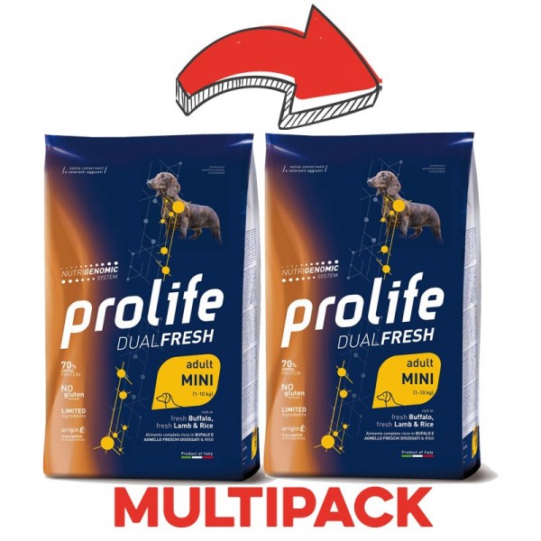 Prolife Dual Fresh Adult Mini Agnello Bufalo e Riso per Cani 50% di sconto con spedizione gratuita