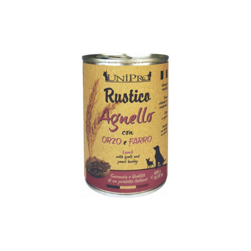 Unipro Rustico Agnello con Orzo e Farro per Cani Fino al 65% di sconto