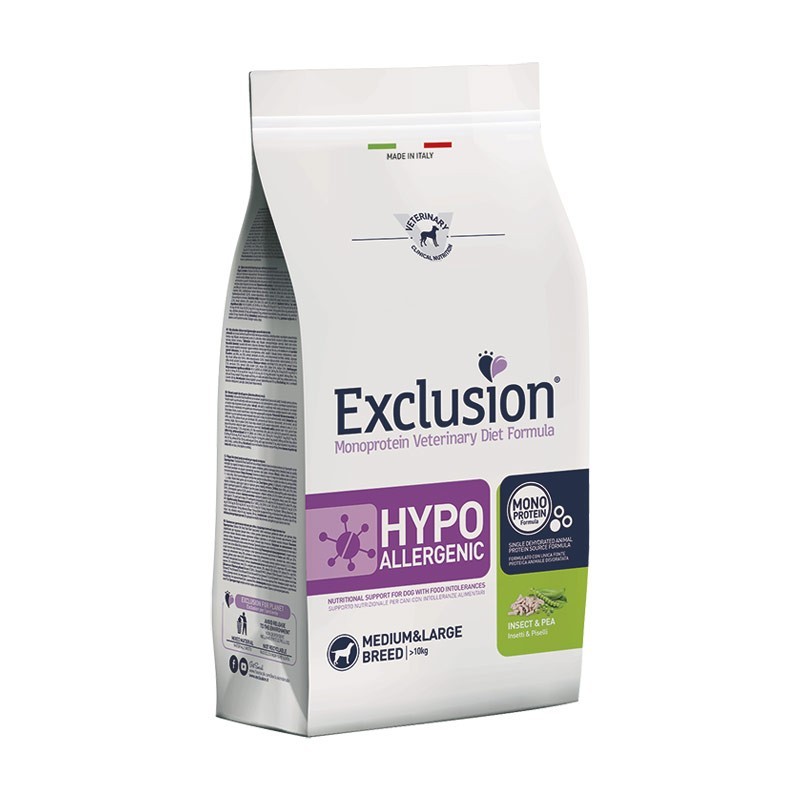 Exclusion Diet Hypoallergenic Insetti e Piselli Adult Medium & Large Breed per Cani