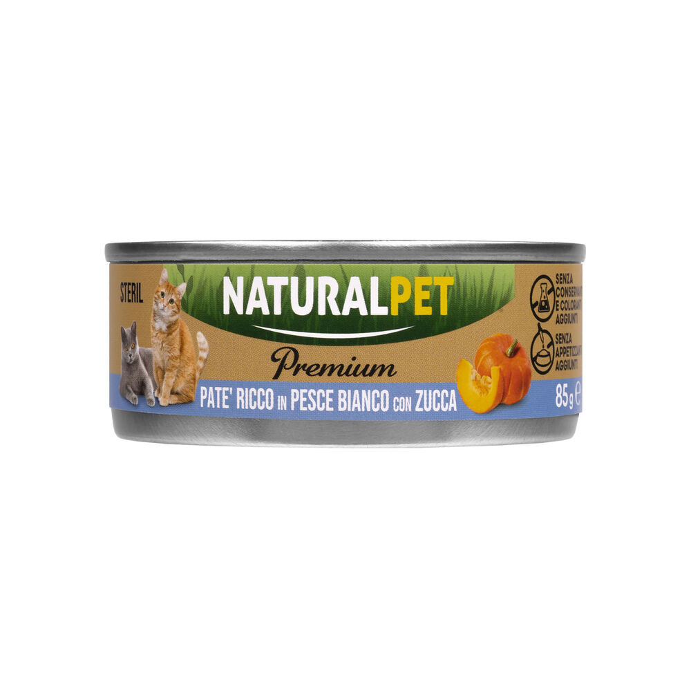Naturalpet Premium Cat Adult Sterilised Paté ricco in Pesce bianco con zucca 85gr 000143768