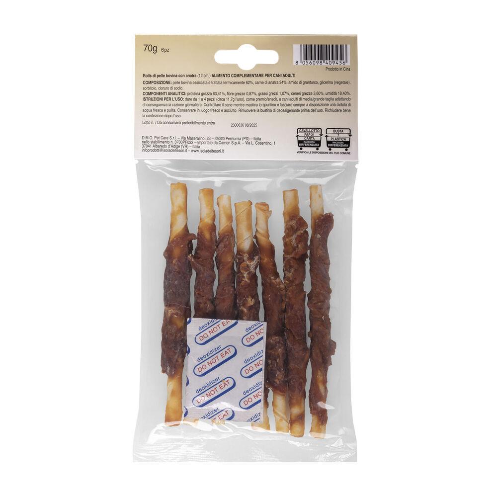 Naturalpet Doggy Snacks Rolls Pelle bovina con Anatra 70 gr 6 pz 000136139 In Linea