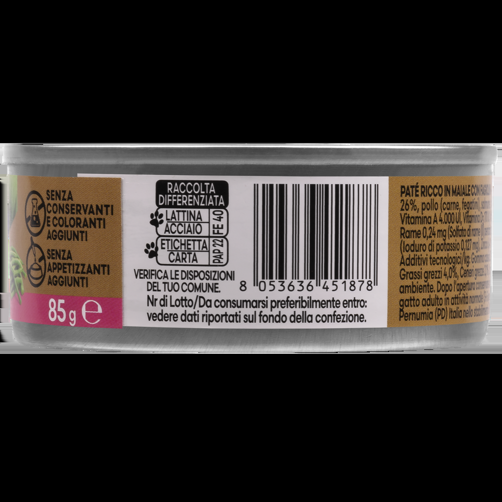 Naturalpet Premium Cat paté al maiale con fagiolini 85gr 000143904 Pezzi Unici