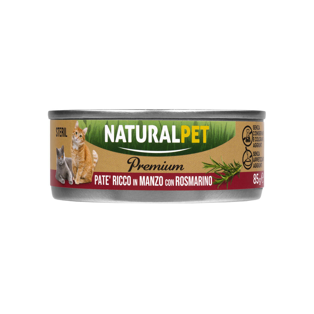 Naturalpet Premium Cat Adult Sterilized Paté ricco in Manzo con rosmarino 85gr 000143767