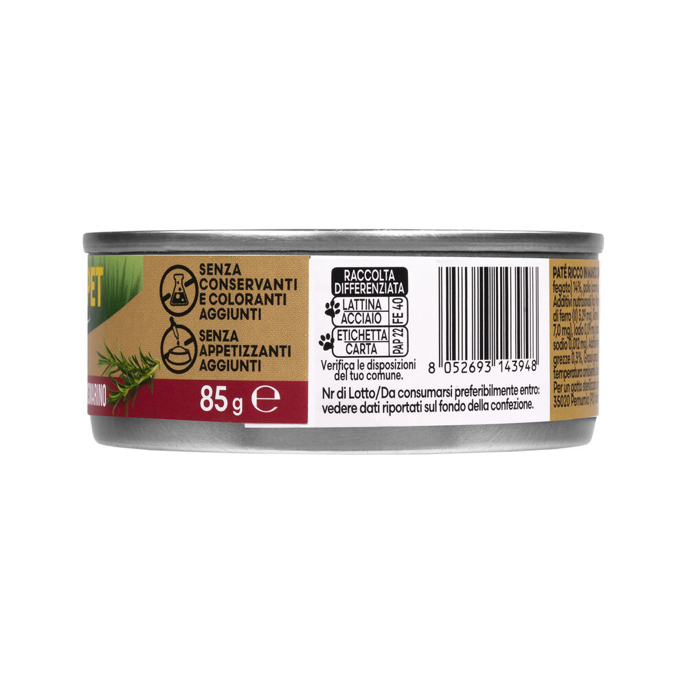 Naturalpet Premium Cat Adult Sterilized Paté ricco in Manzo con rosmarino 85gr 000143767 Soddisfazione Garantita