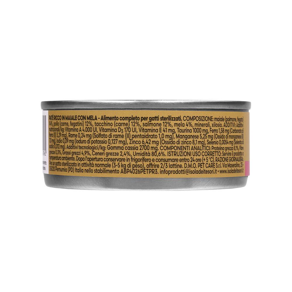 Naturalpet Premium Cat Adult Sterilized Paté ricco in Maiale con mela 85gr 000143769 Qualità Garantita