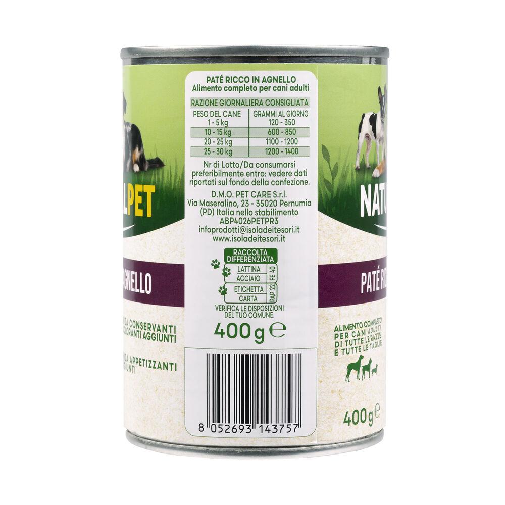 Naturalpet Dog Adult Patè ricco in Agnello 400 gr 000126888 Negozi Online