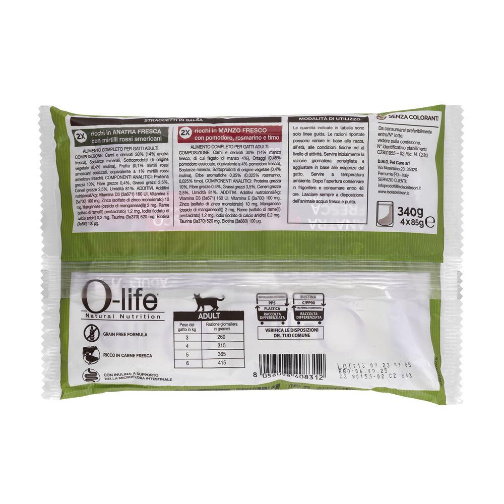 O-life Cat Adult Straccetti in salsa con Manzo e Anatra 85grx4pz 000143631 Hotsell