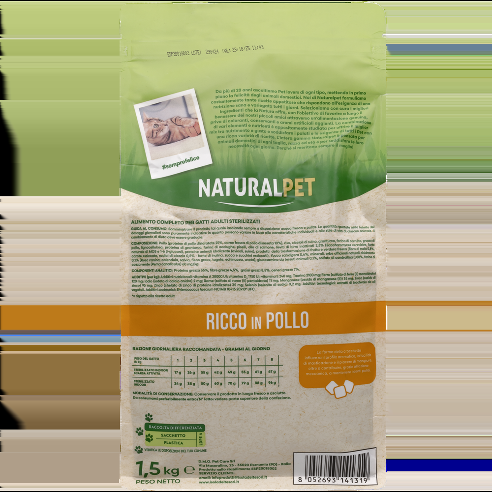 Naturalpet Cat Adult Sterilised ricco in Pollo 1 5 kg 000141060 Negozio