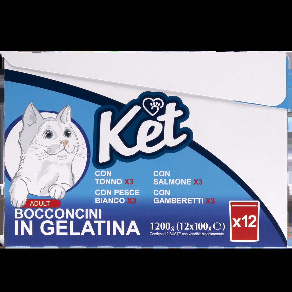 Ket Cat Adult Bocconcini in gelatina con pesce Multipack 100grx12 pz 000143757 Promozione