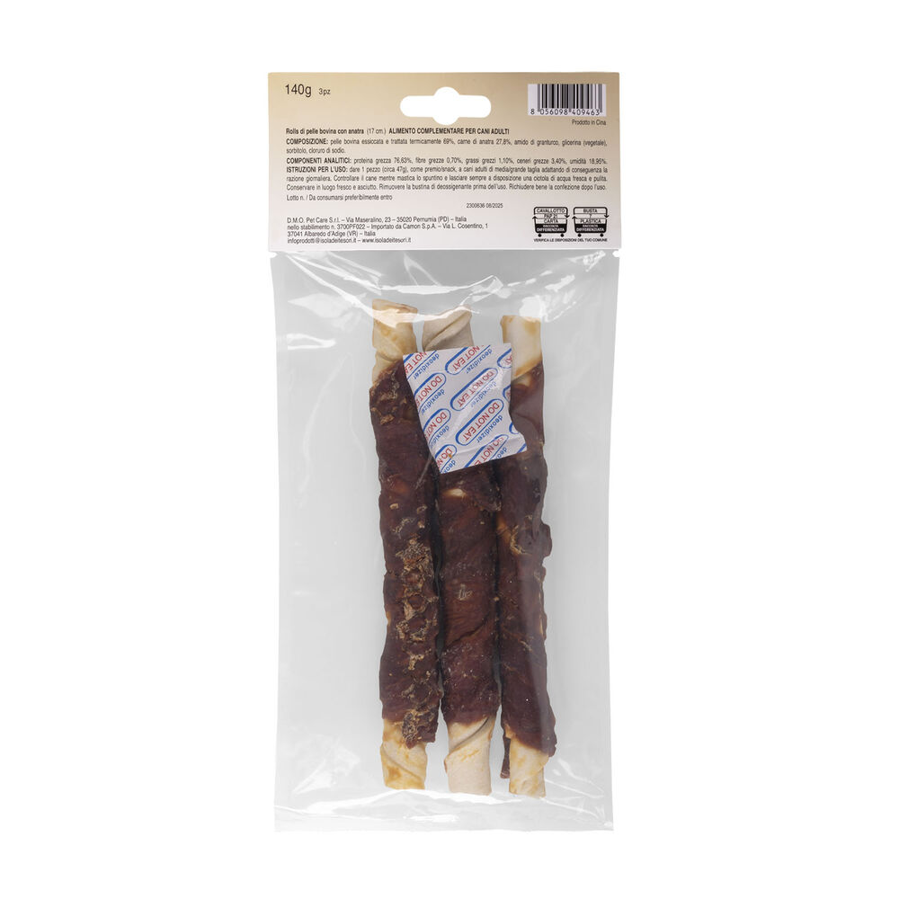 Naturalpet Doggy Snacks Rolls Pelle bovina con Anatra 140 gr 3 pz 000136142 Online