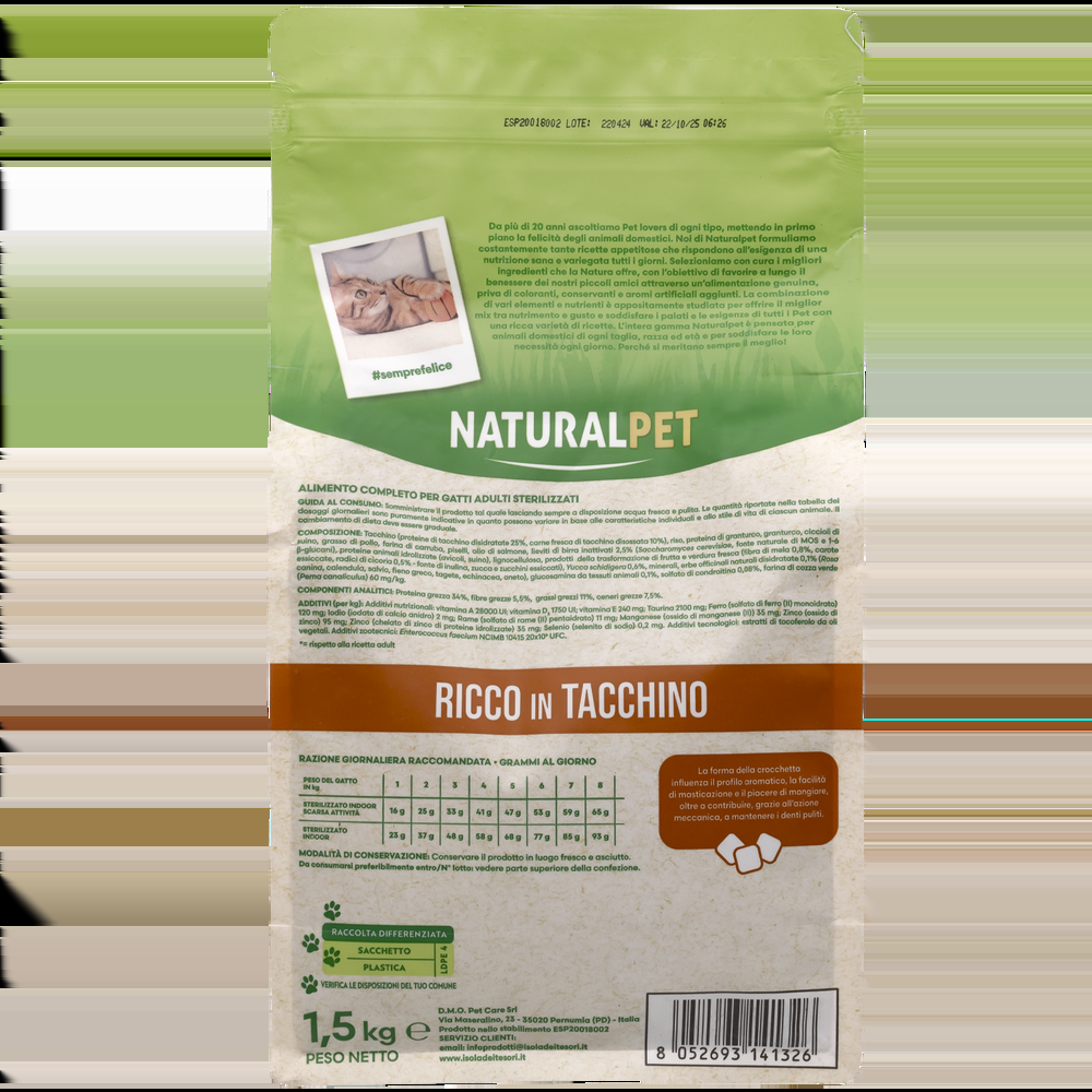 Naturalpet Cat Sterilised ricco in Tacchino 1 5kg 000141062 Vendita Calda