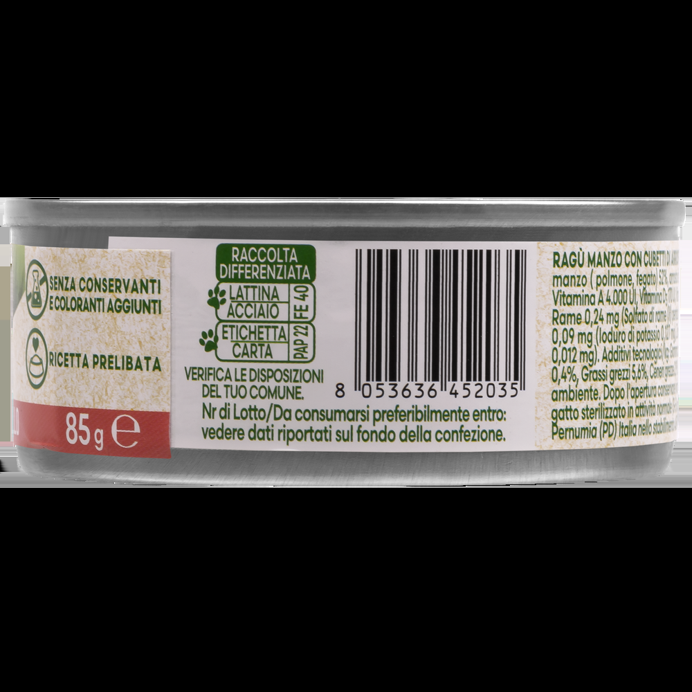 Naturalpet Cat Sterilised I ragù Manzo con cubetti di arrosto di pollo 85gr 000143913 Nuovo
