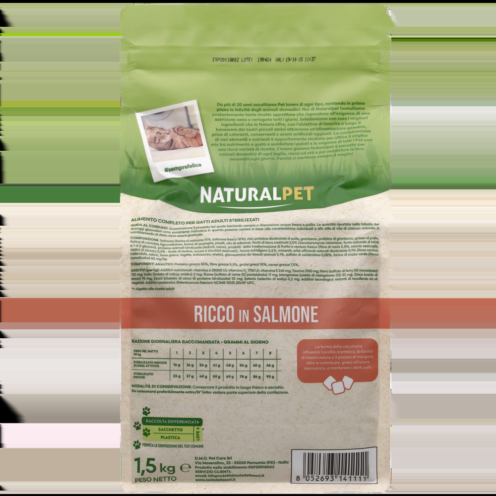 Naturalpet Cat Sterilised ricco in Salmone 1 5kg 000141061 Qualità