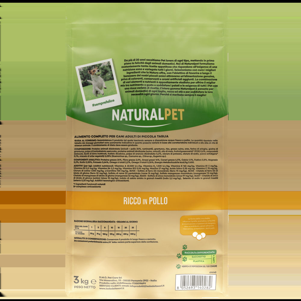 Naturalpet Premium Dog Adult Mini ricco in Pollo 3 kg 000125713 Pezzi Unici