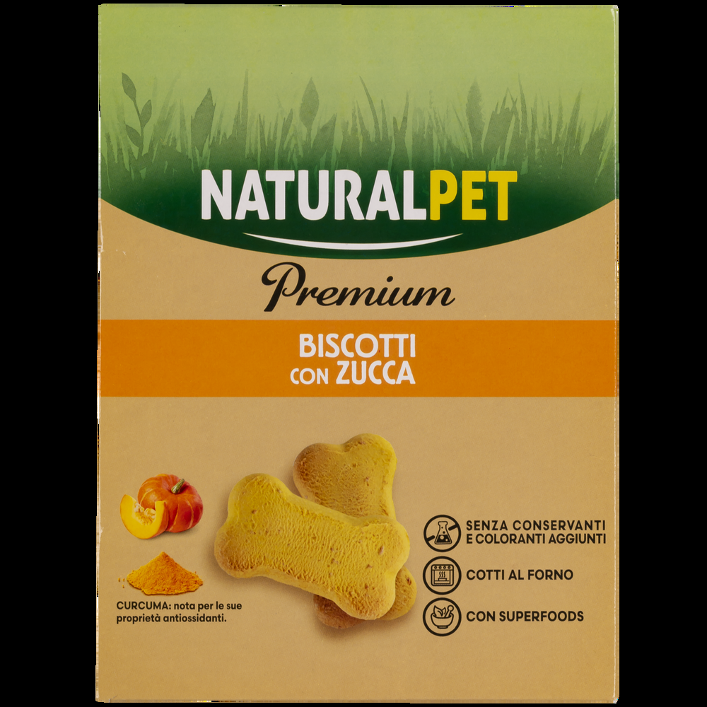 Naturalpet Premium Dog Adult Biscotti con Zucca 200 gr 000134132 Vendita Calda
