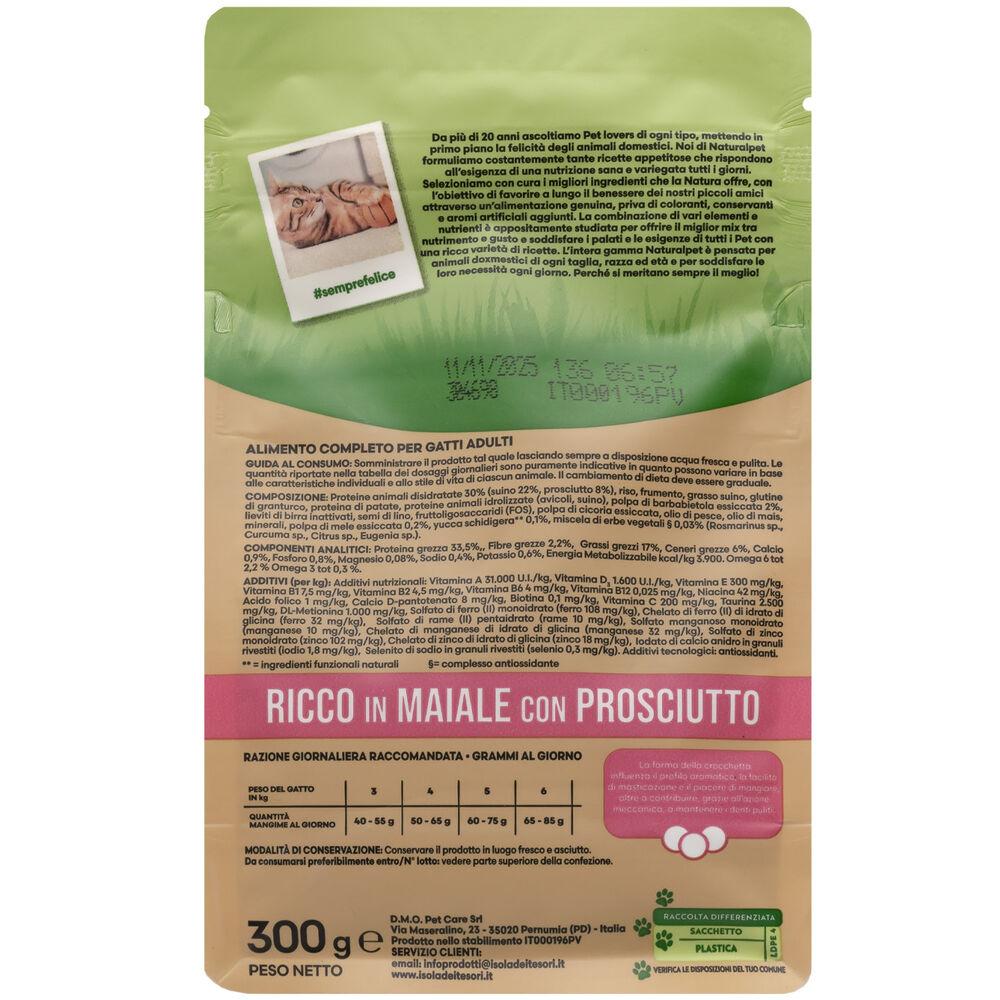 Naturalpet Premium Cat Adult ricco in Maiale con Prosciutto 300 gr 000141015 Black Friday