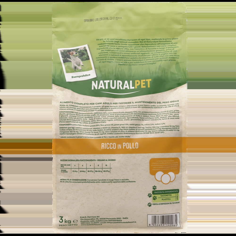 Naturalpet Dog Mini Lower Fat ricco in Pollo 3 kg 000125785 Italy