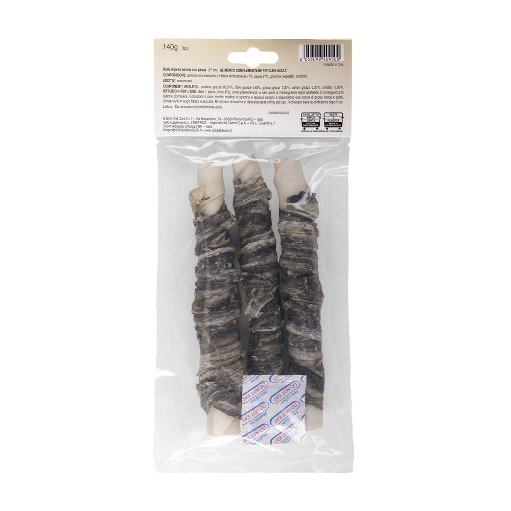 Naturalpet Doggy Snacks Rolls Pelle bovina con Pesce 140 gr 3 pz 000136144 In Linea