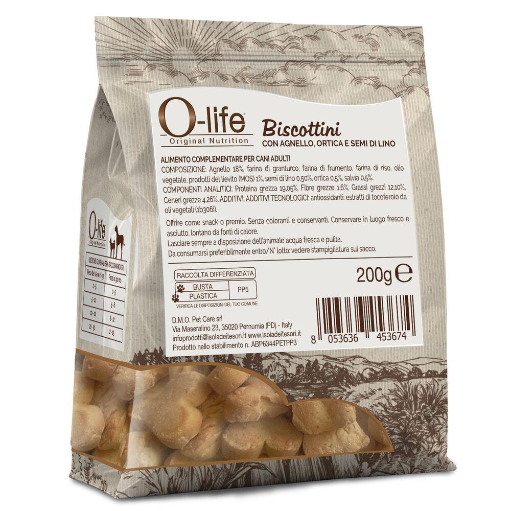 O-life Dog Adult Biscottini con Agnello ortica e semi di lino 200gr 000134207 Affare Del Giorno