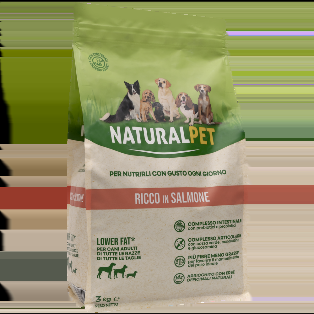 Naturalpet Dog All Breeds Lower Fat ricco in Salmone 3 kg 000125786 Presa
