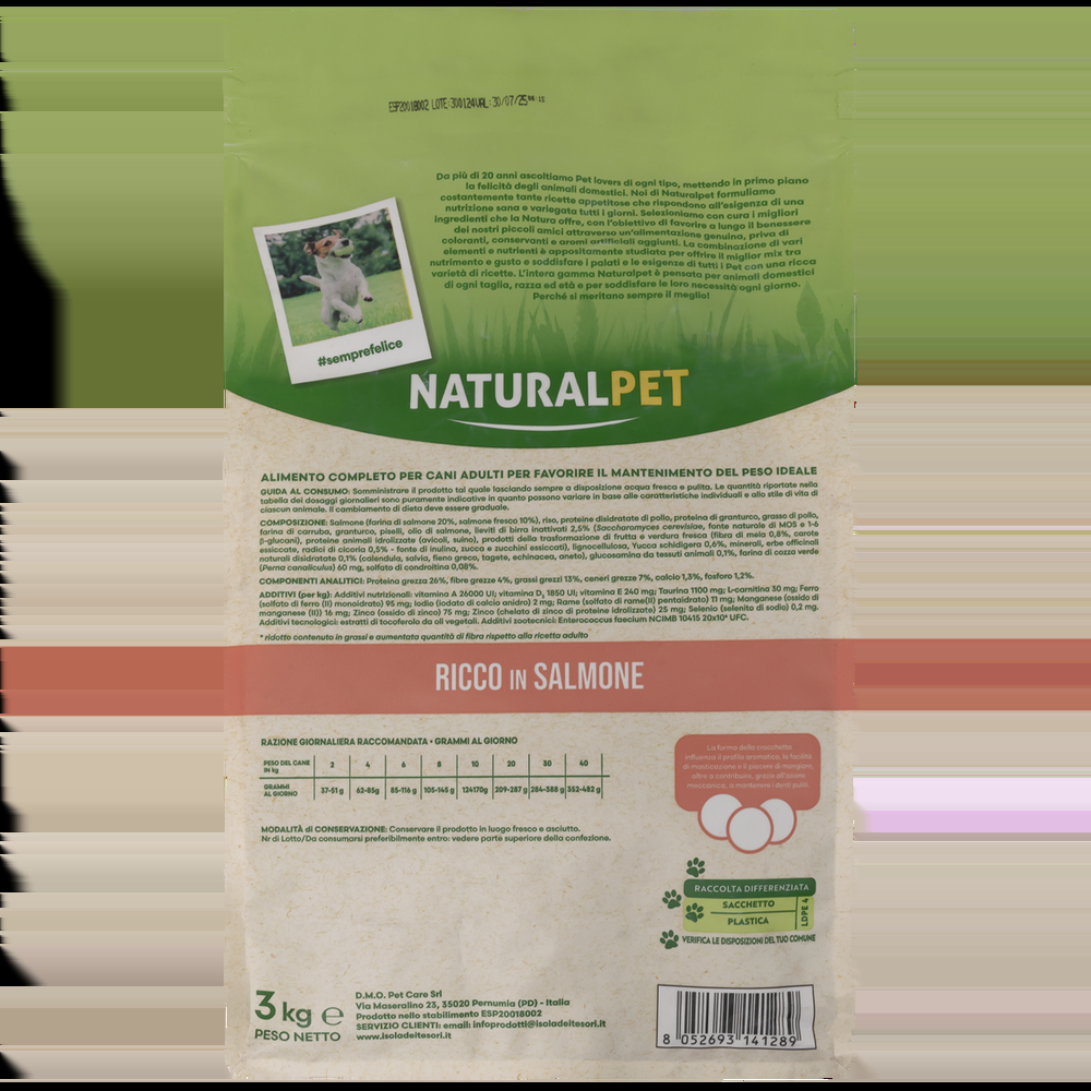 Naturalpet Dog All Breeds Lower Fat ricco in Salmone 3 kg 000125786 Presa