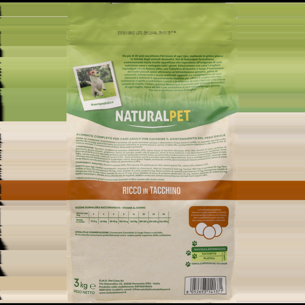 Naturalpet Dog All breeds Lower Fat ricco in Tacchino 3 kg 000125787 Outlet