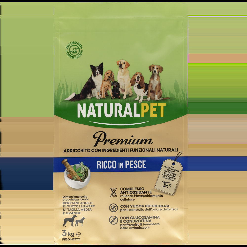 Naturalpet Premium Dog Adult Medium&Large ricco in Pesce 3kg 000125708 Vendita Economica