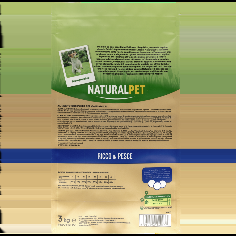 Naturalpet Premium Dog Adult Medium&Large ricco in Pesce 3kg 000125708 Vendita Economica