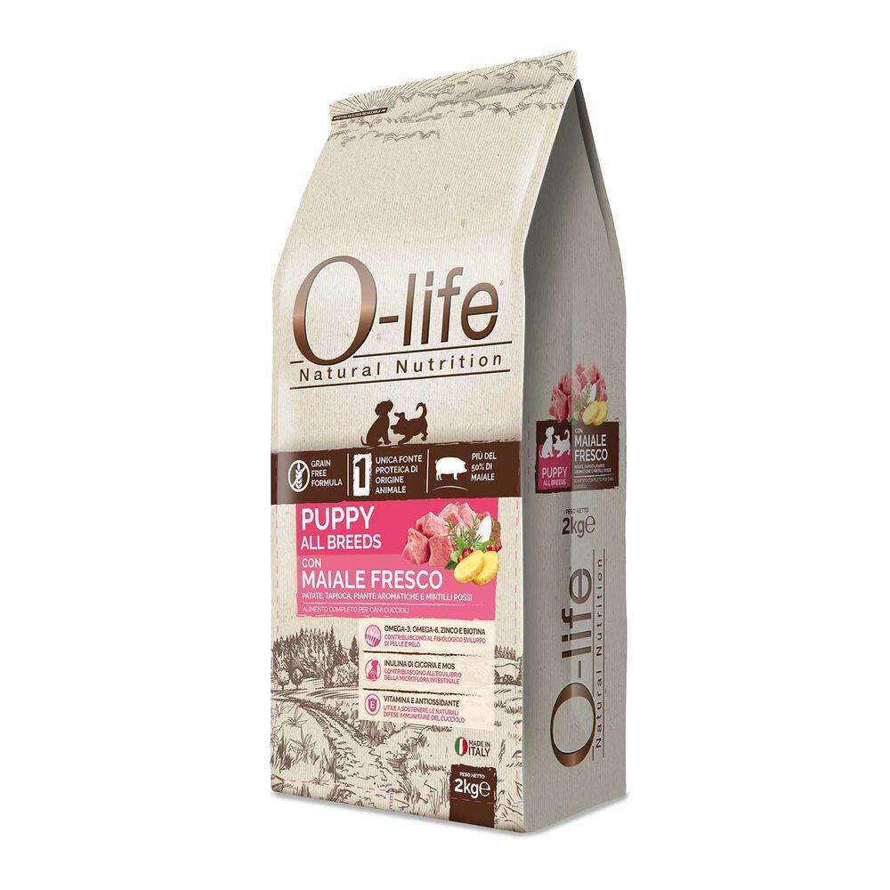 O-life Dog Puppy All Breeds con Maiale Fresco 2 kg 000125363 Nuova