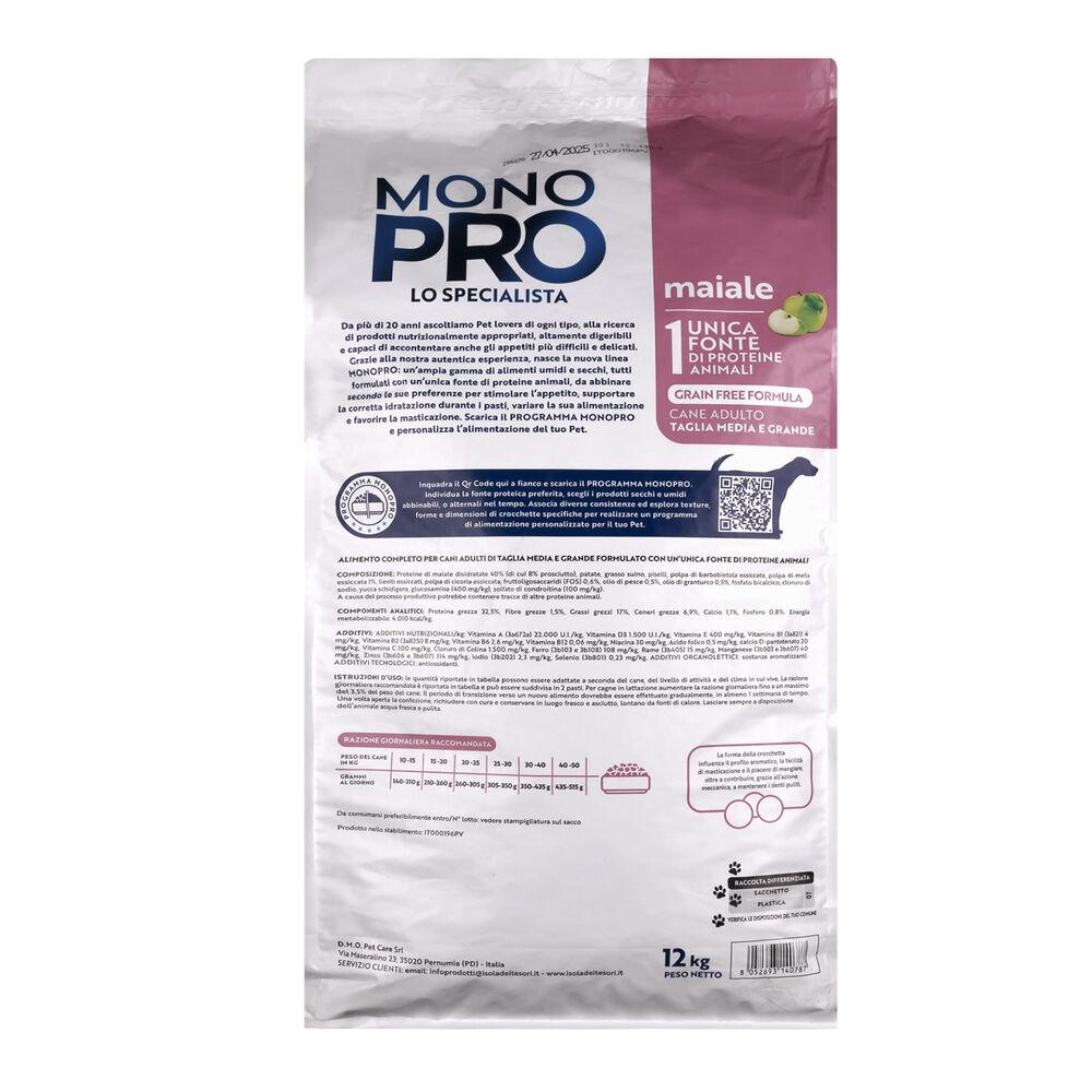 Monopro Dog Adult Medium&Large Grain Free Maiale 12kg 000125726 2025