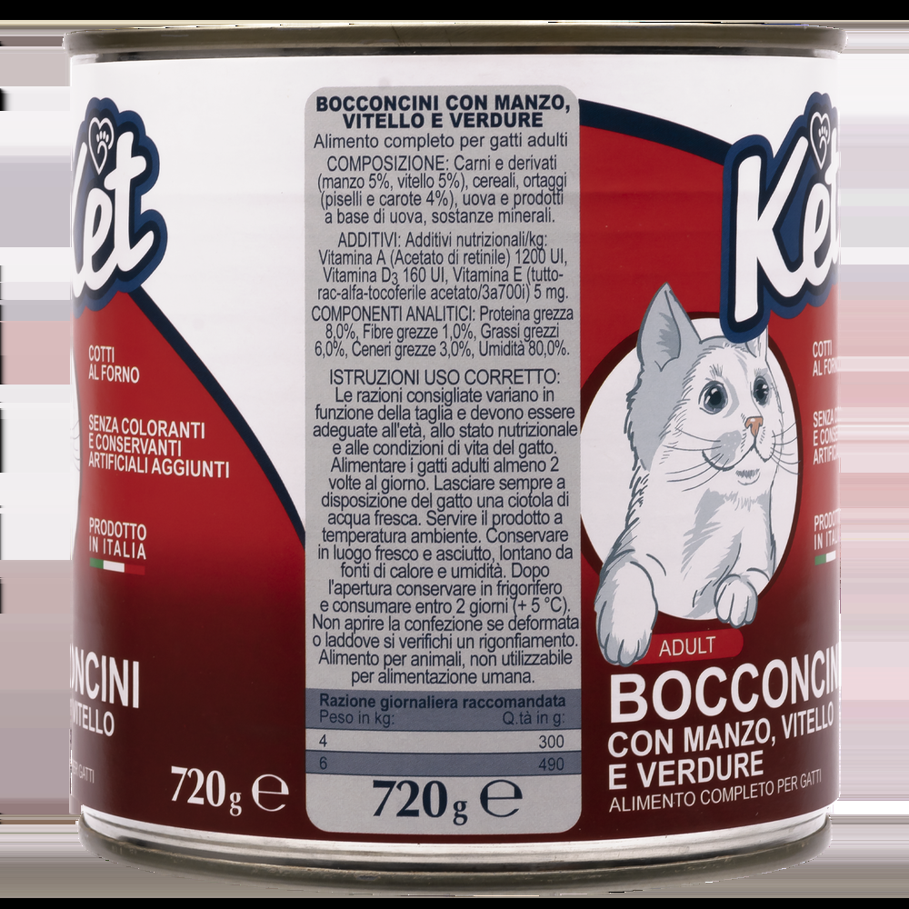 Ket Adult All breeds Bocconcini Manzo e Vitello 720 gr 000143642 Prezzo Ridotto