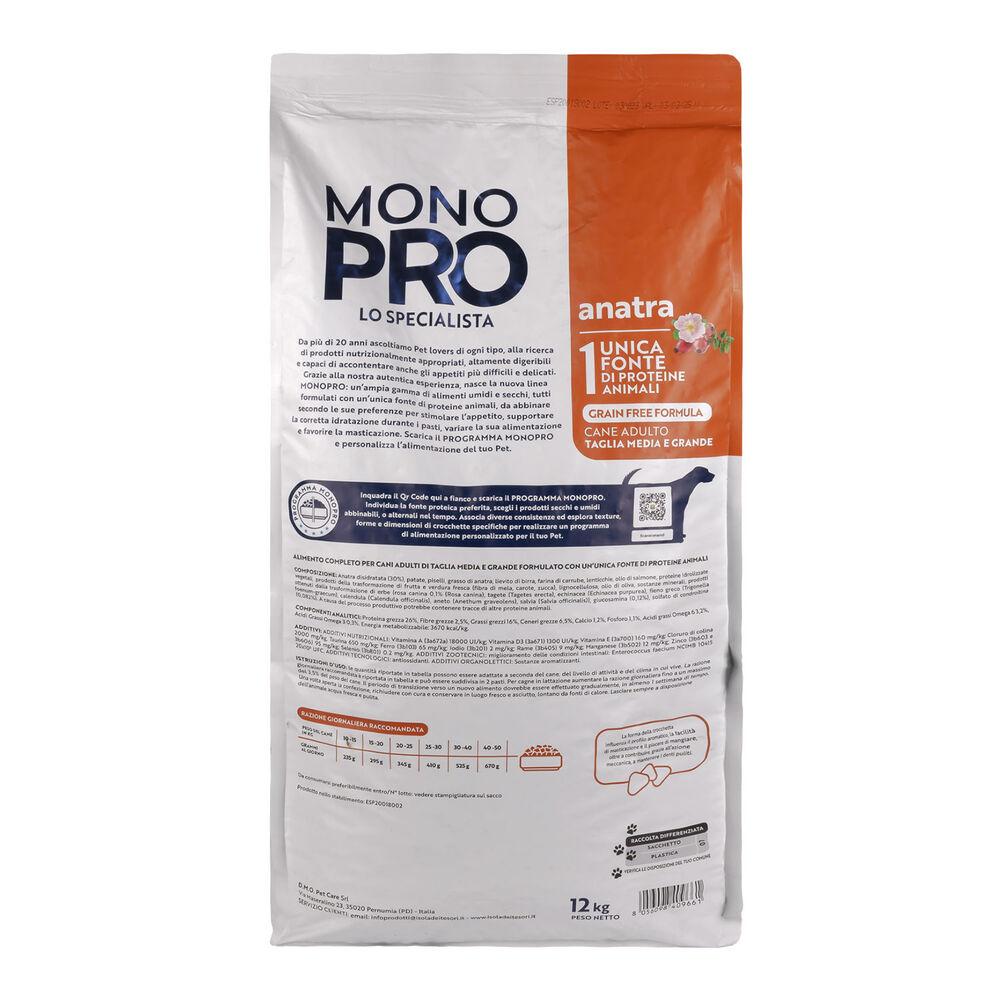 Monopro Dog Adult Medium&Large Grain Free Anatra 12 kg 000125668 Comprane uno, ottenene uno gratis