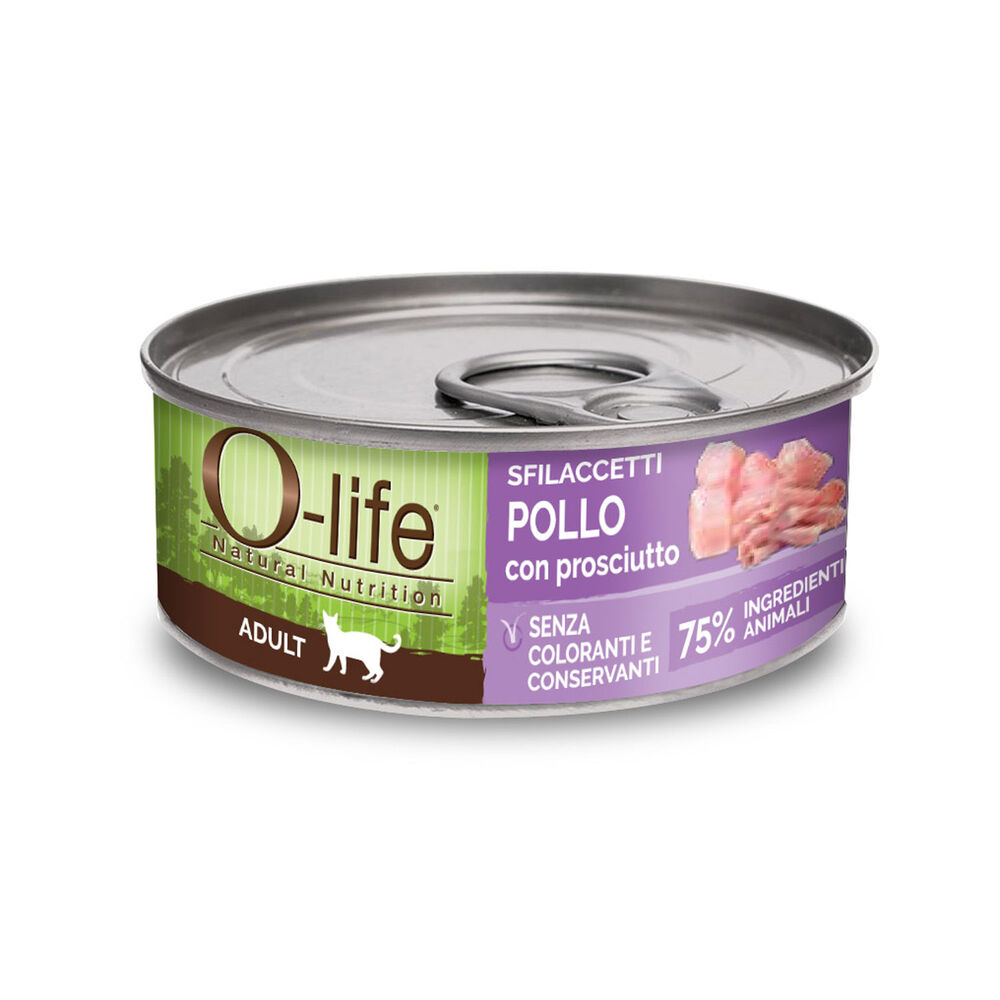 O-life Cat Adult Sfilaccetti Pollo con Prosciutto 70 gr 000143518 Sconti VIP