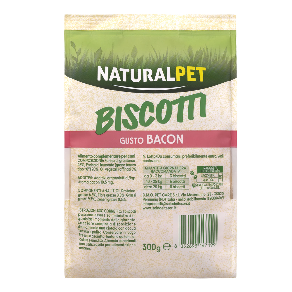 Naturalpet Dog Biscotti gusto Bacon 300gr 000138865 Fino al 50% di sconto