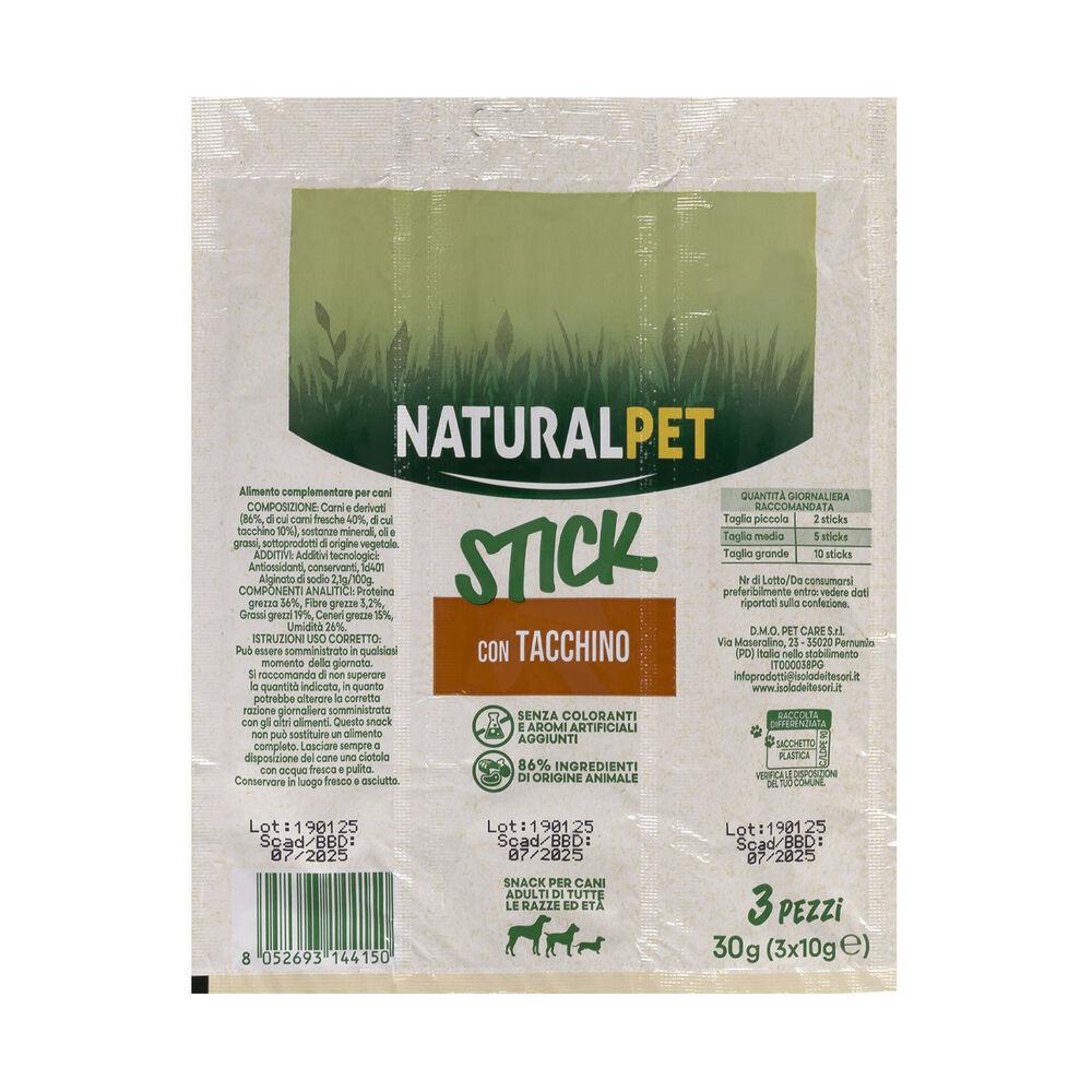 Naturalpet Dog Snack Stick ricco in Tacchino 30gr- 3pz 000138813 Italy