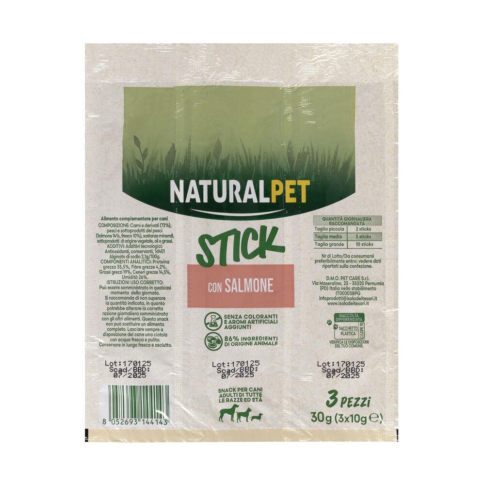 Naturalpet Snack Stick ricco in Salmone 3pzx10 gr 000138812 Soddisfazione Garantita