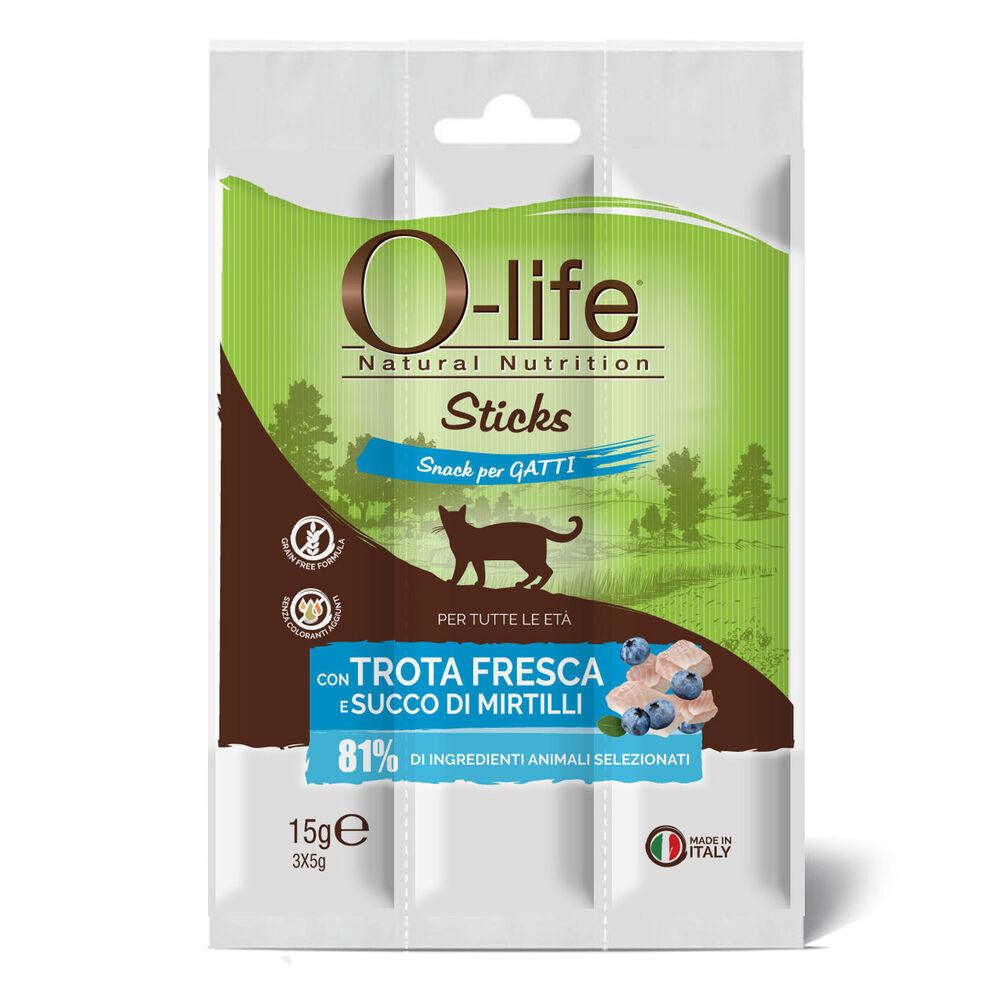 O-life Cat Stick Snack con Trota Fresca e Succo di Mirtilli 15 gr 000150143