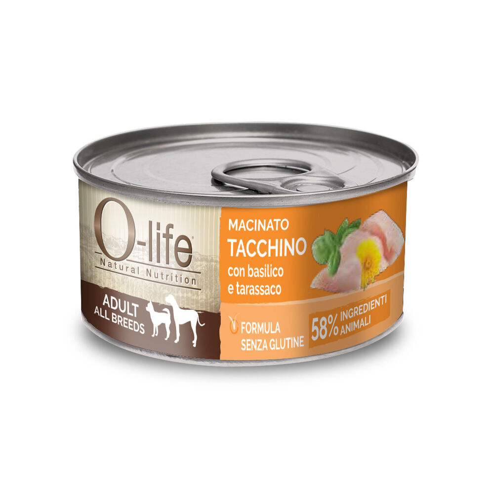 O-life Dog Adult All Breeds Macinato di Tacchino con Basilico e Tarassaco 95 gr 000126718