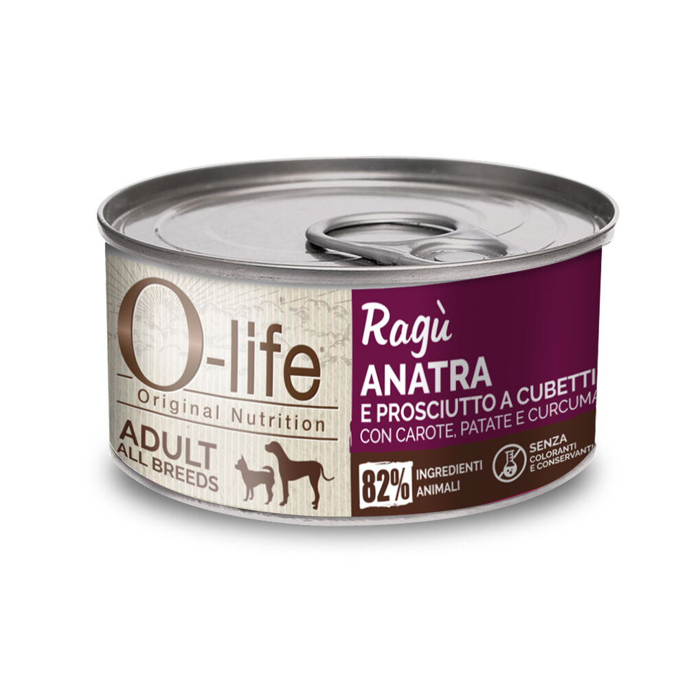 O-life Dog Adult All breeds Ragù Anatra e prosciutto a cubetti 150gr 000127044