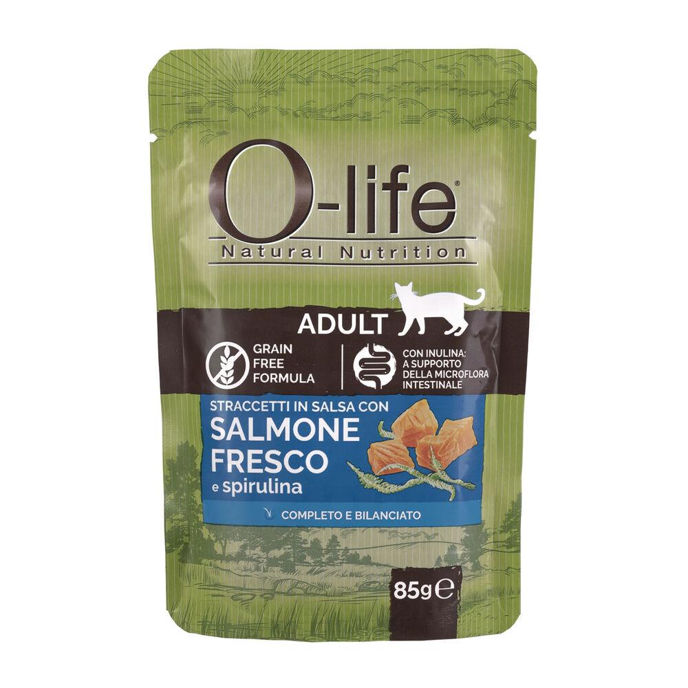 O-life Cat Adult Straccetti in salsa con Salmone fresco e spirulina 85 gr 000143627