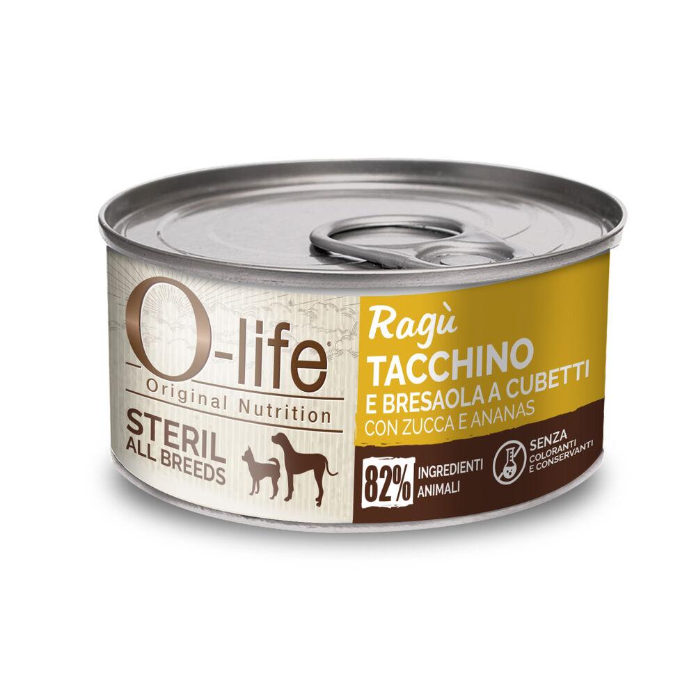 O-life Dog Adult All breeds Steril Ragù Tacchino e bresaola a cubetti 150gr 000127045