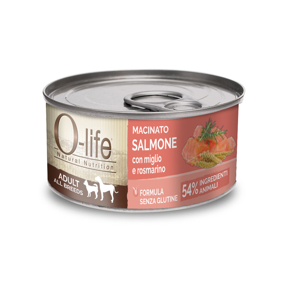 O-life Dog Adult All Breeds Macinato di Salmone con Miglio e Rosmarino 95 gr 000126720