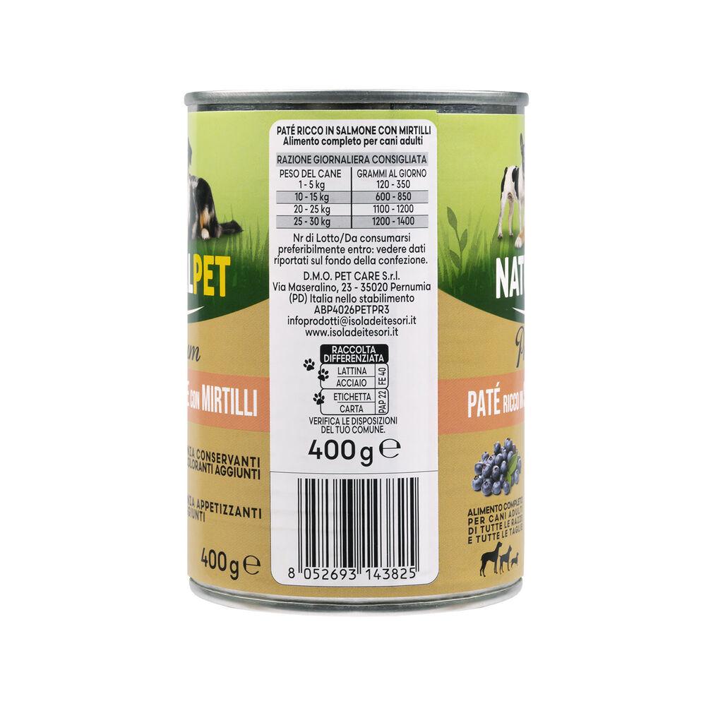 Naturalpet Premium Dog Adult Paté ricco in Salmone con mirtilli 400 gr 000126891 Vendita calda