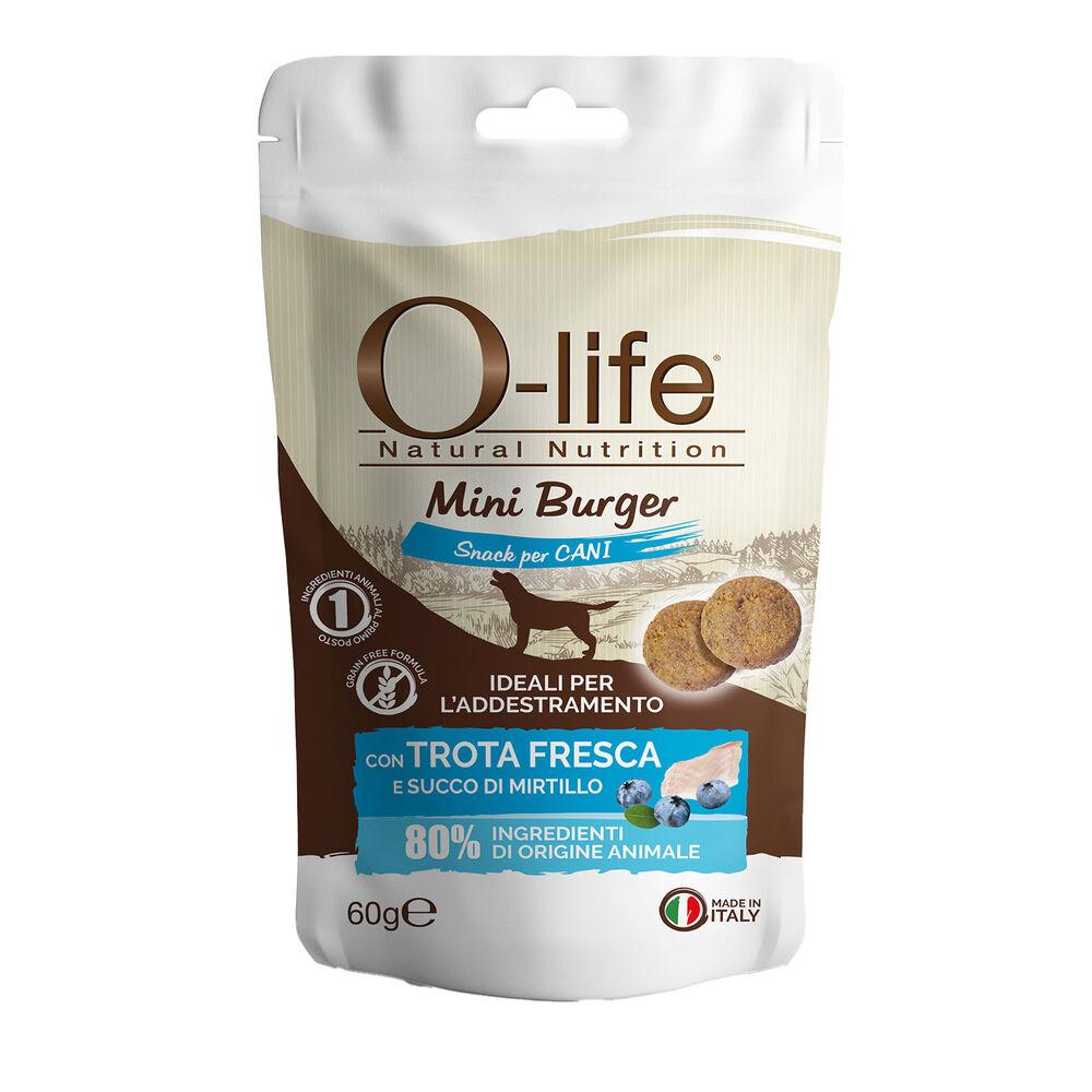O-life Dog Adult Snack Mini burger Trota e Mirtillo 60 gr 000138731 Grandi sconti