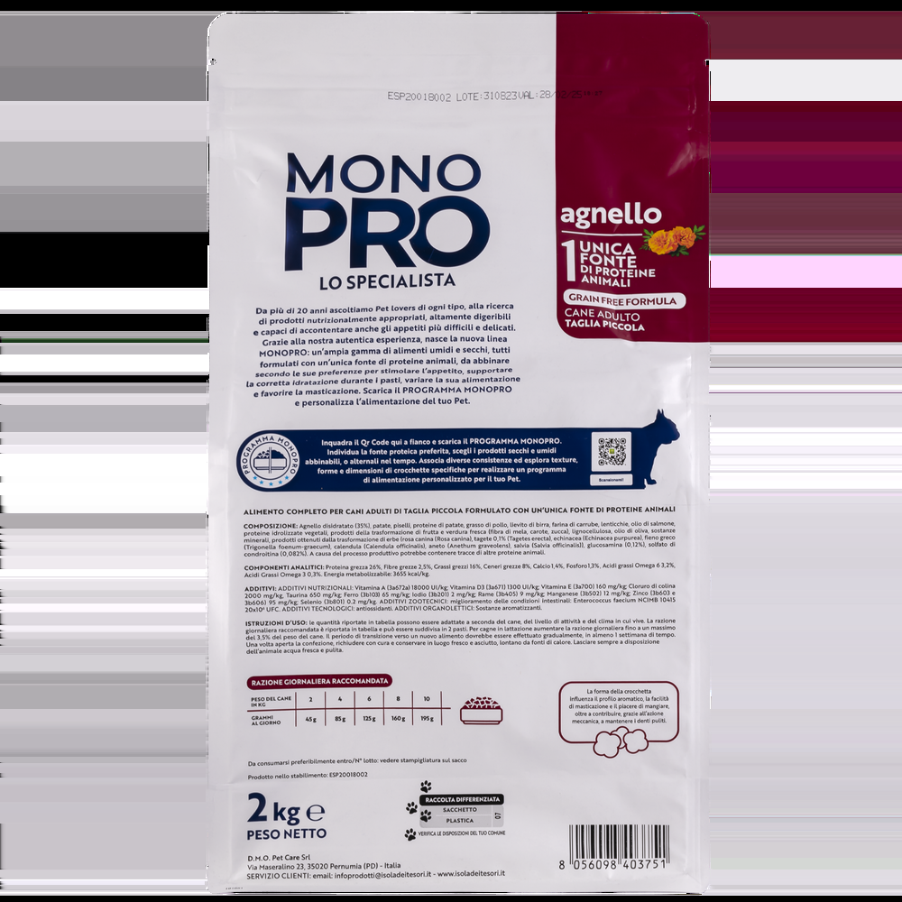 Monopro Dog Adult Mini Grain Free Agnello 2 kg 000125658 Nuovi prodotti