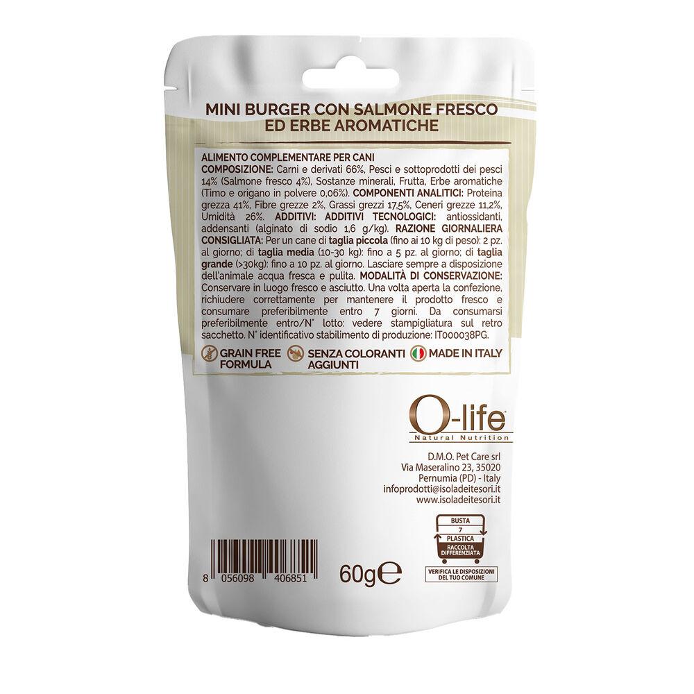 O-life Dog Mini Burger con Salmone fresco ed Erbe aromatiche 60gr 000138732 Bestseller