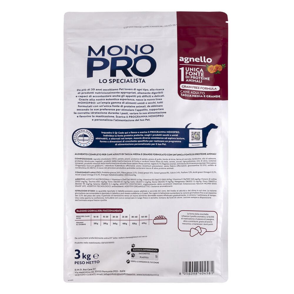 Monopro Dog Adult Medium&Large Grain Free Agnello 3 kg 000125664 Offerte giornaliere