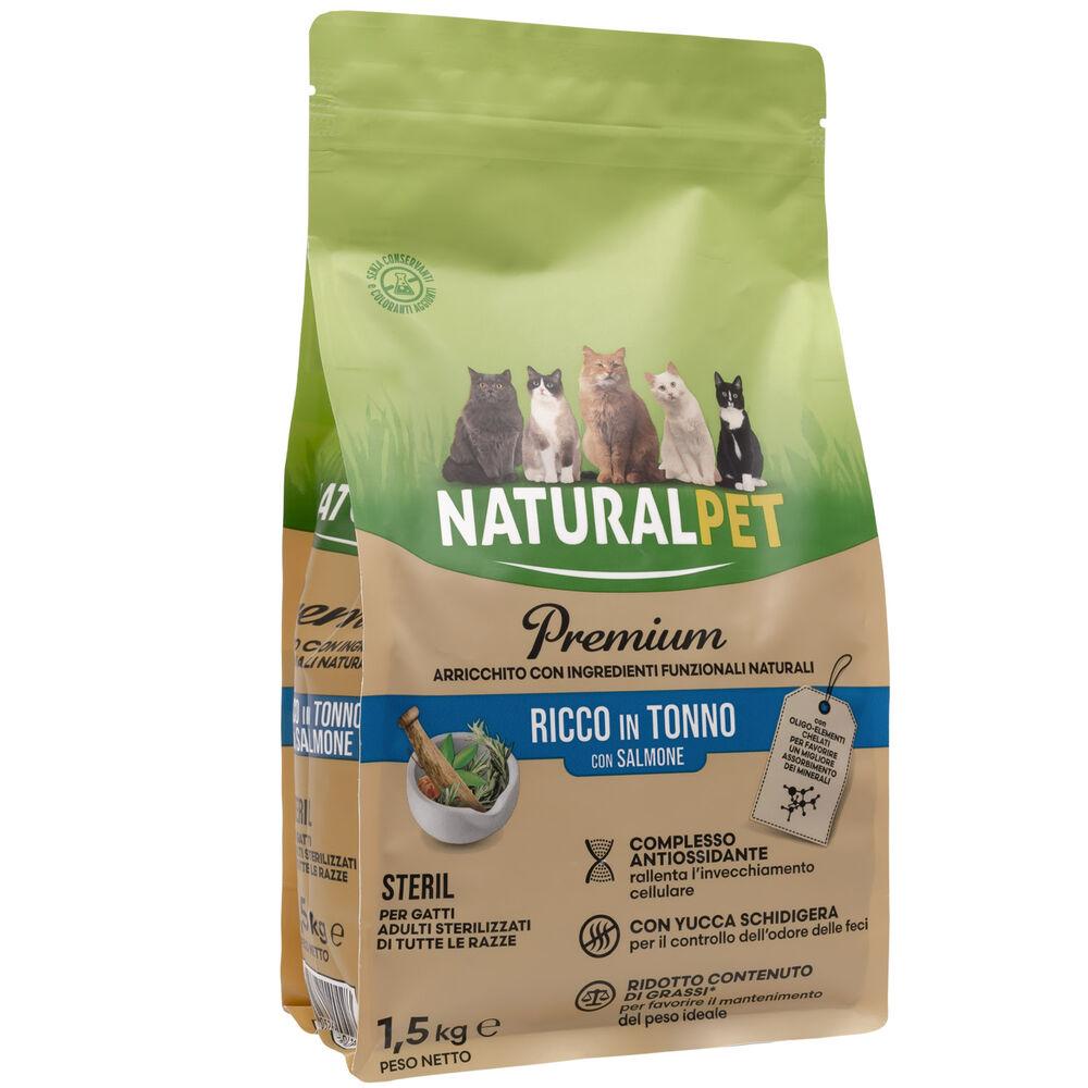 Naturalpet Premium Cat Adult Sterilised ricco in Tonno con Salmone 1 5 kg 000141003